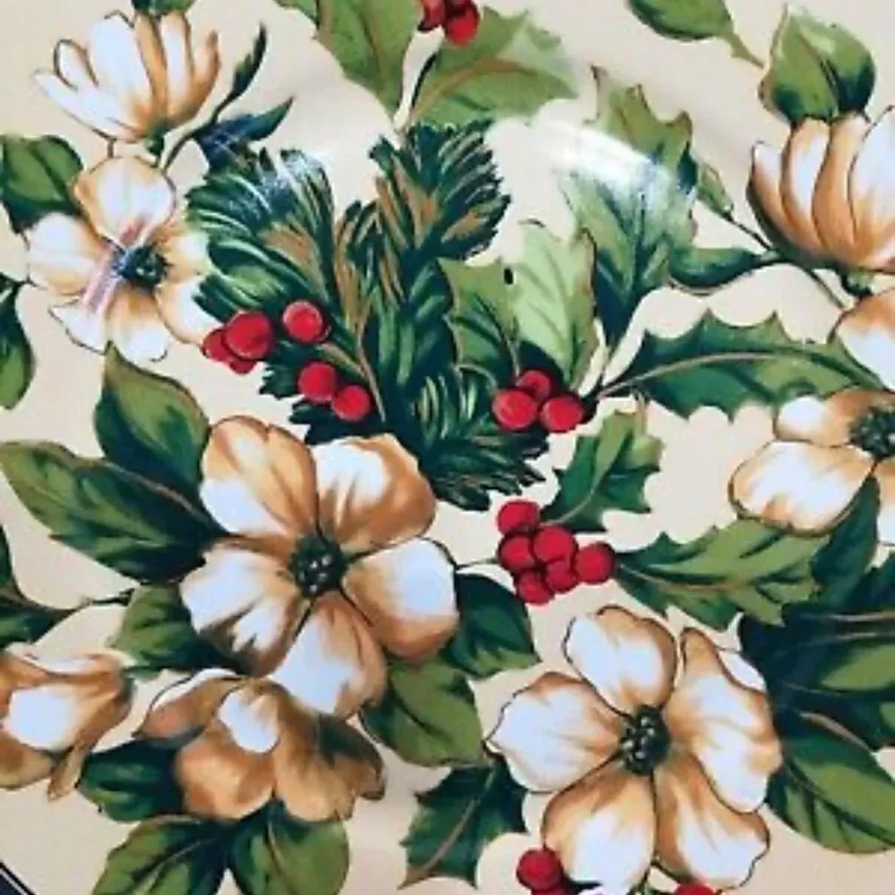 Set of 4 Sakura Splendor Holiday Stoneware 8” Salad Dessert Plates in box